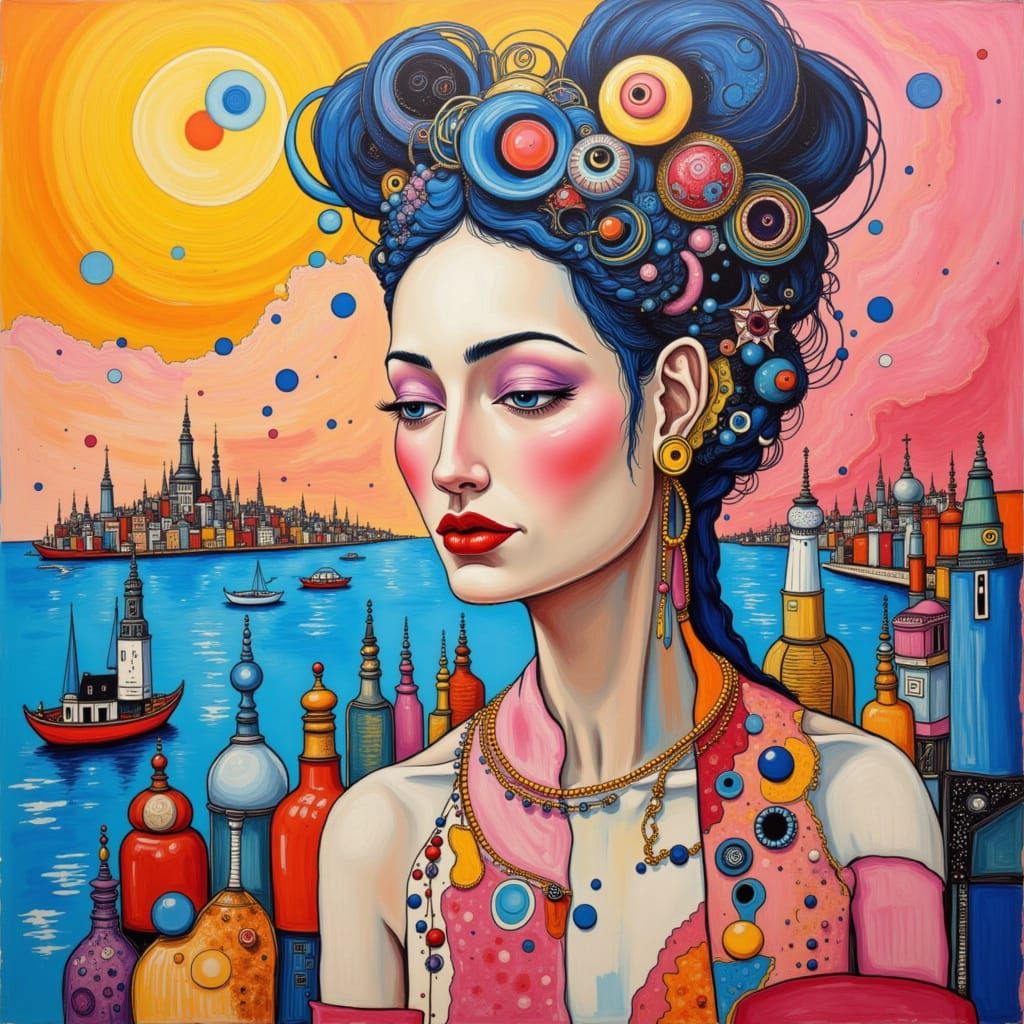 Woman with Beachy Hair and Jewelry in Fantasyland