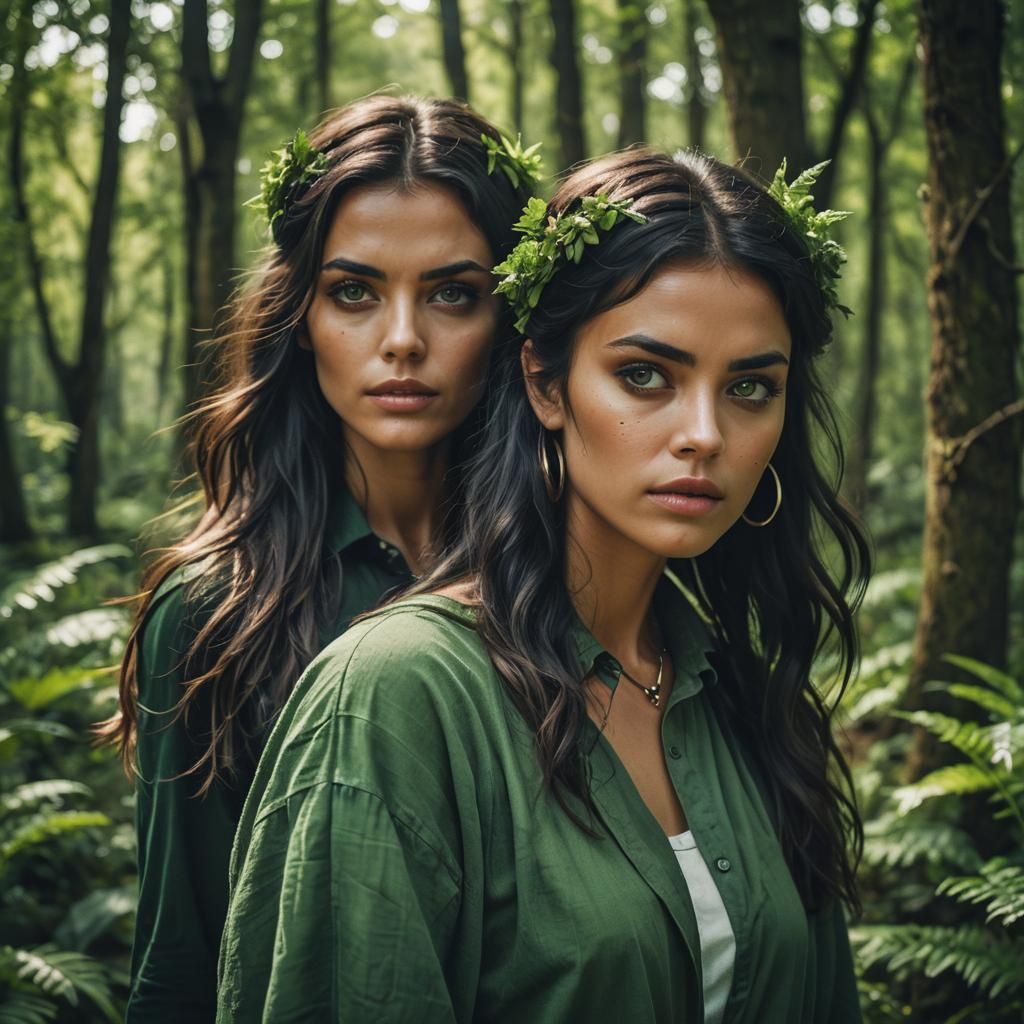 Green Eyed Girl with White Ring Earring