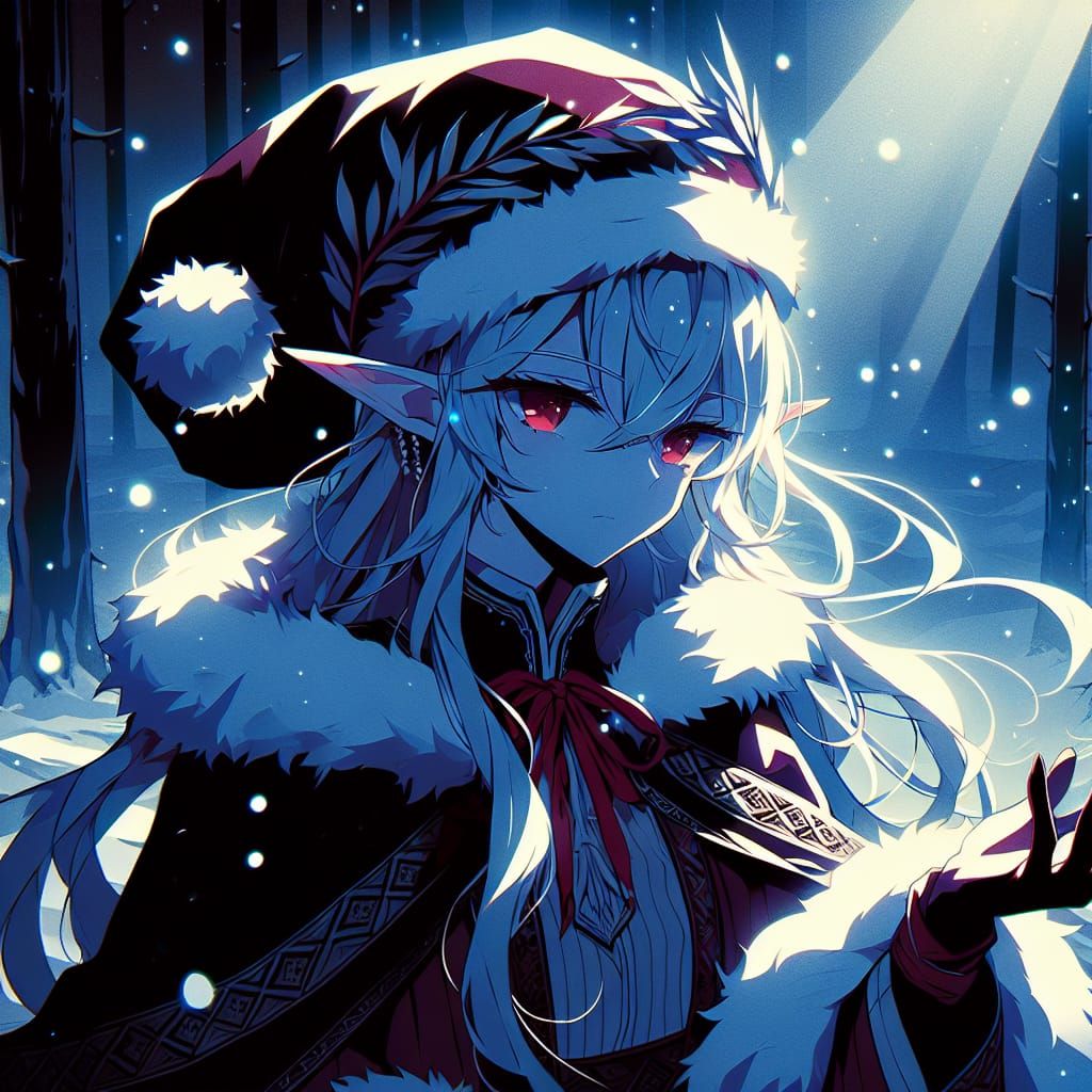 Winter Eladrin in Manga Style Illustration