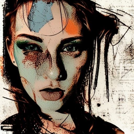Woman's Portrait in Grunge Art Style