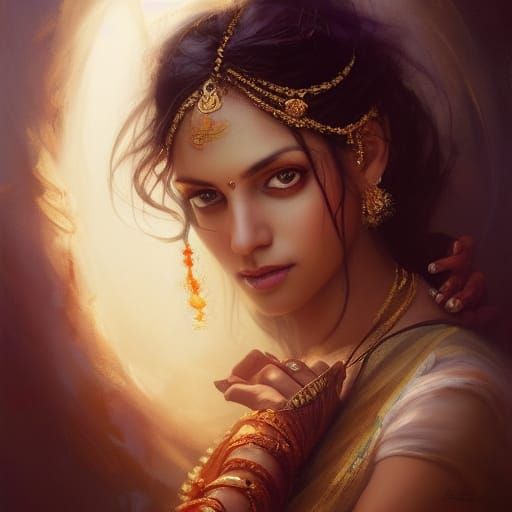 Beautiful Indian Woman Portrait with Studio Lighting