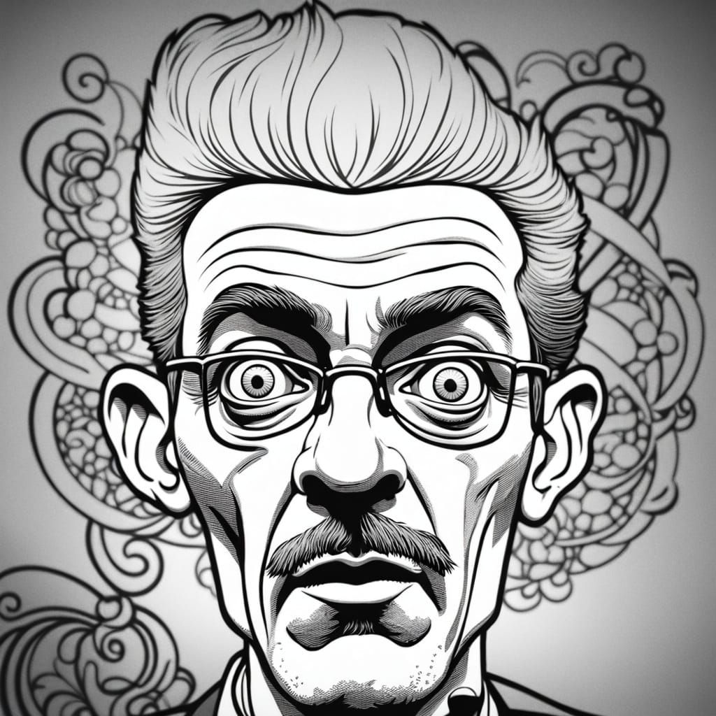 M. Laruelle in a Moody Noir Film Still with Vibrant Filigree