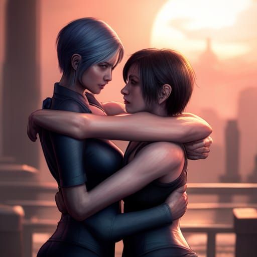 jill valentine hugging ada wong