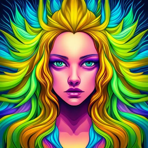 Neon Monster Girl in Underground Graphic Style