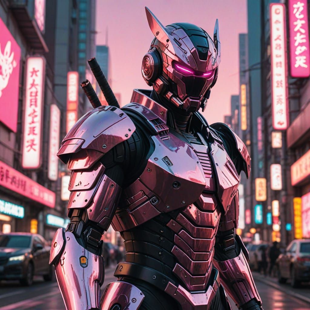 Cyber Samurai in Futuristic Tokyo: Cyberpunk Anime Art