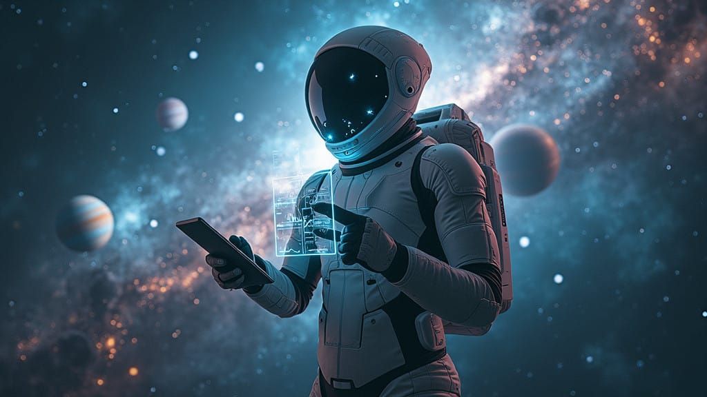 Cosmic Marketing Strategist in Futuristic Space