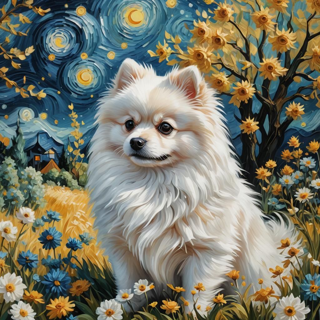 Pomeranian Portrait in Post-Impressionist Style