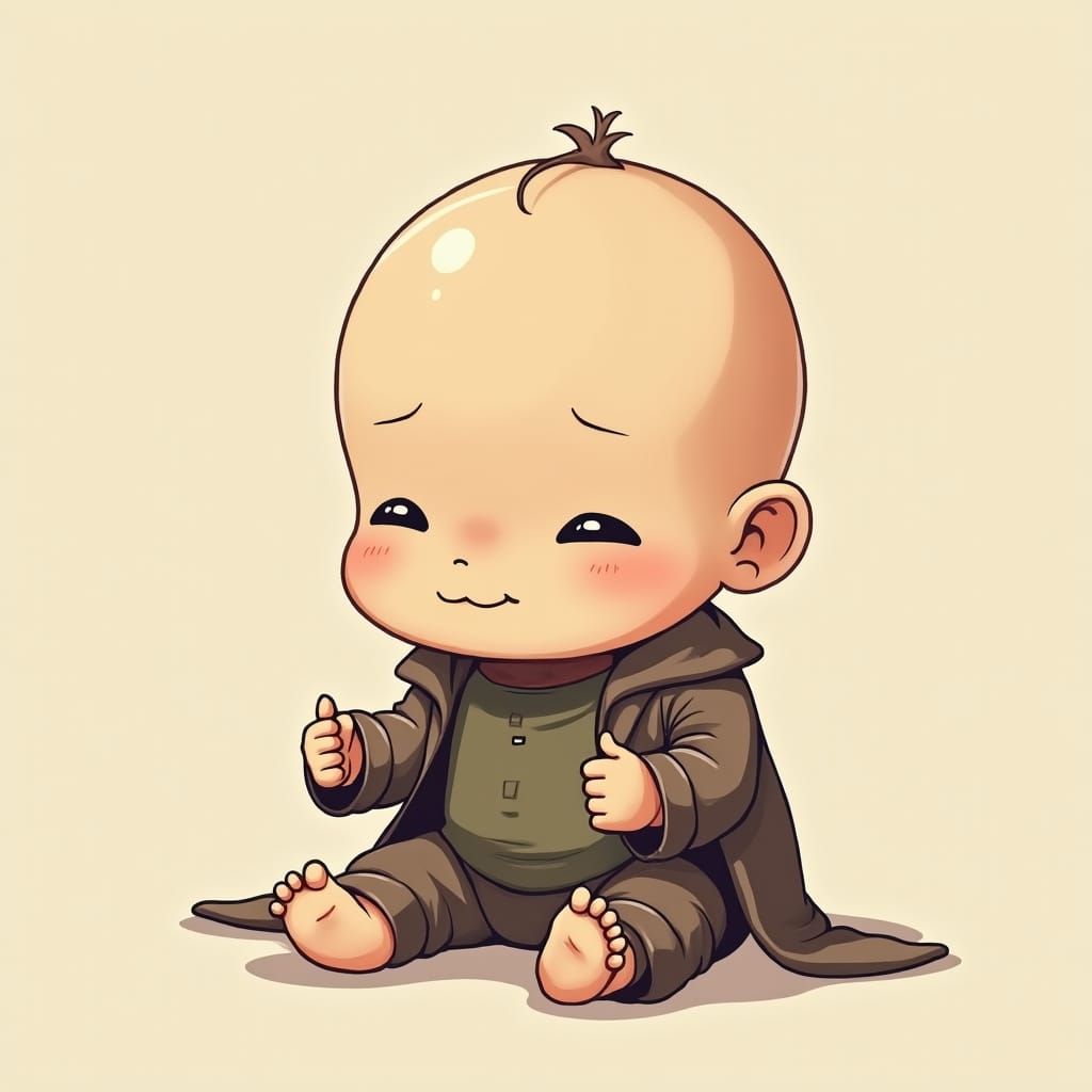 Invisible Man as Chibi Baby: Digital Art