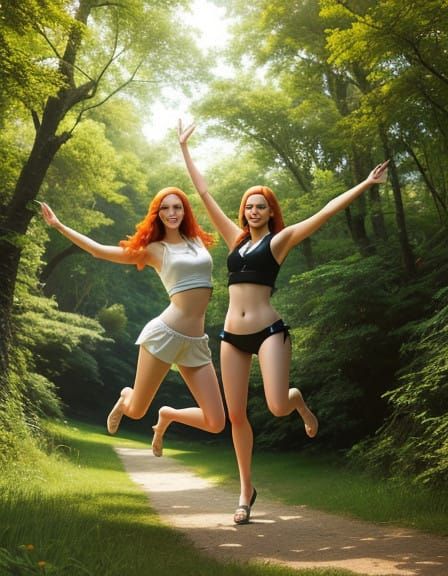 Ginger Goddesses Leaping in Paradise