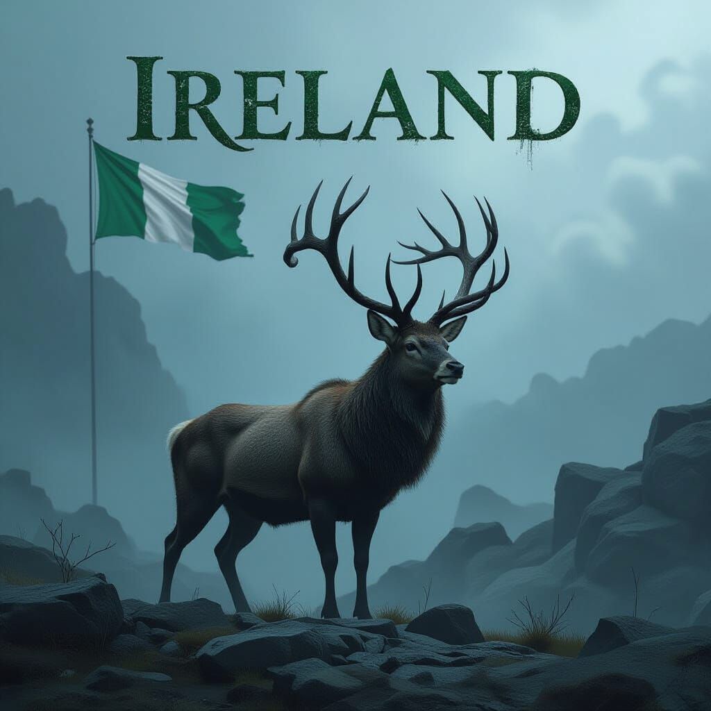 Noble Stag Crowned in Antlers on Rocky Terrain