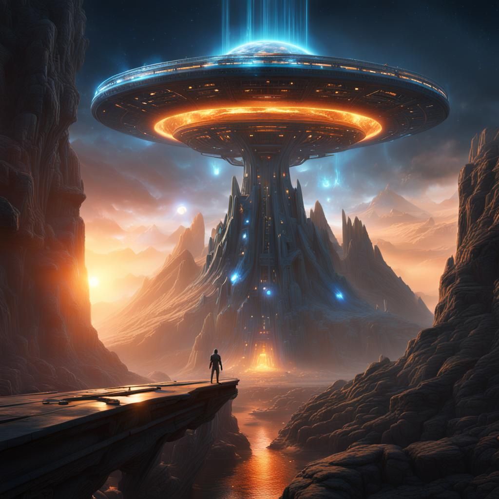 Alien Beams to Enterprise in Hyperrealistic Matte Painting