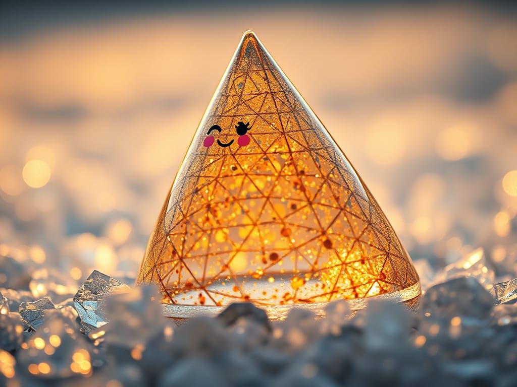 Golden Crystal Cone with Smiling Face