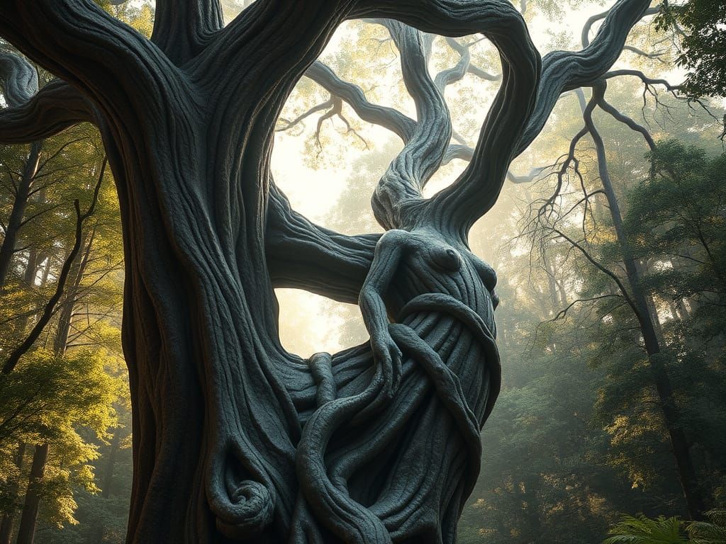 Mystical Tree Goddess Emerging from Nature