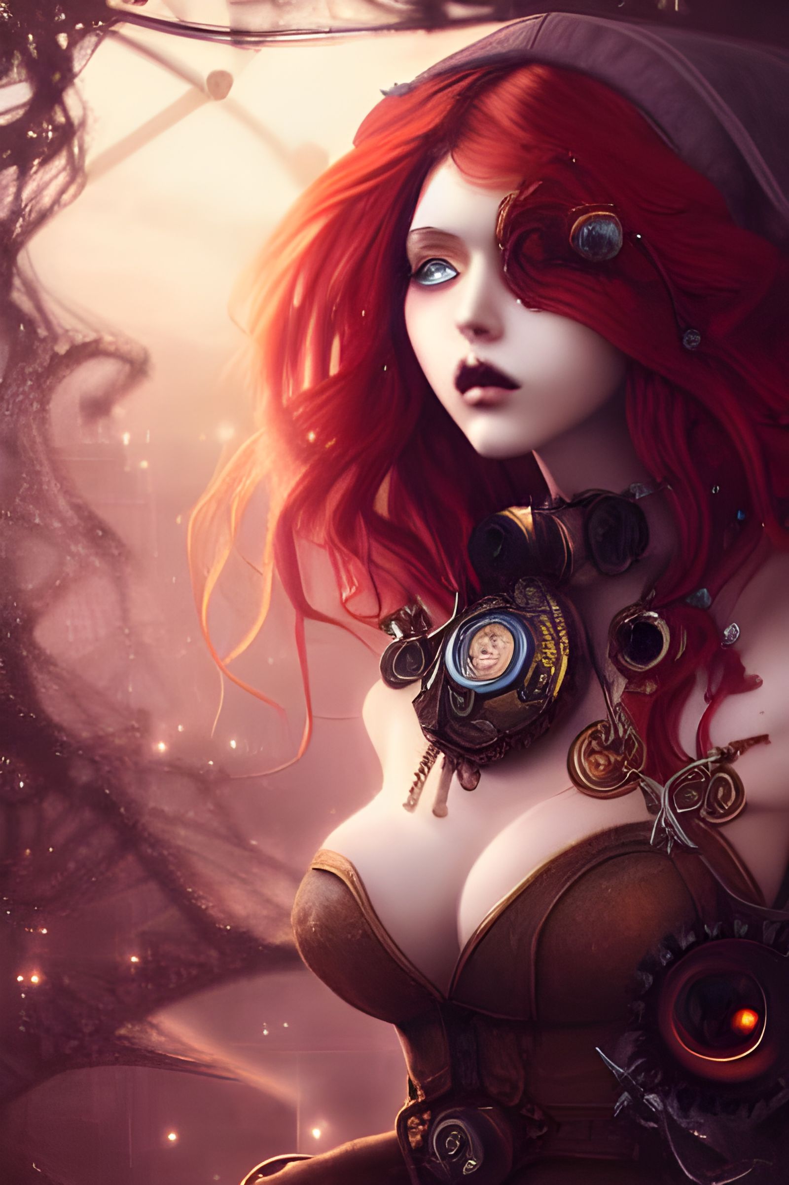 Gothic Steampunk Goddess in Hyper-Realistic Style
