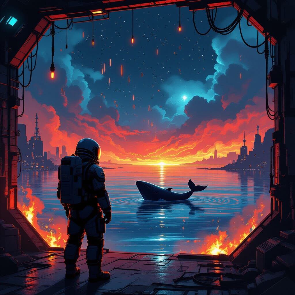 Space Engineer's Inner Calm: Digital Painting