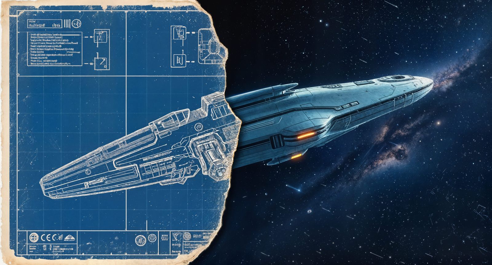 Blueprint to Reality: Futuristic Spaceship Concept