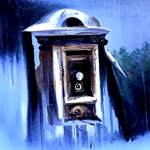 Ringing Doorbell From Afar: Oil Painting