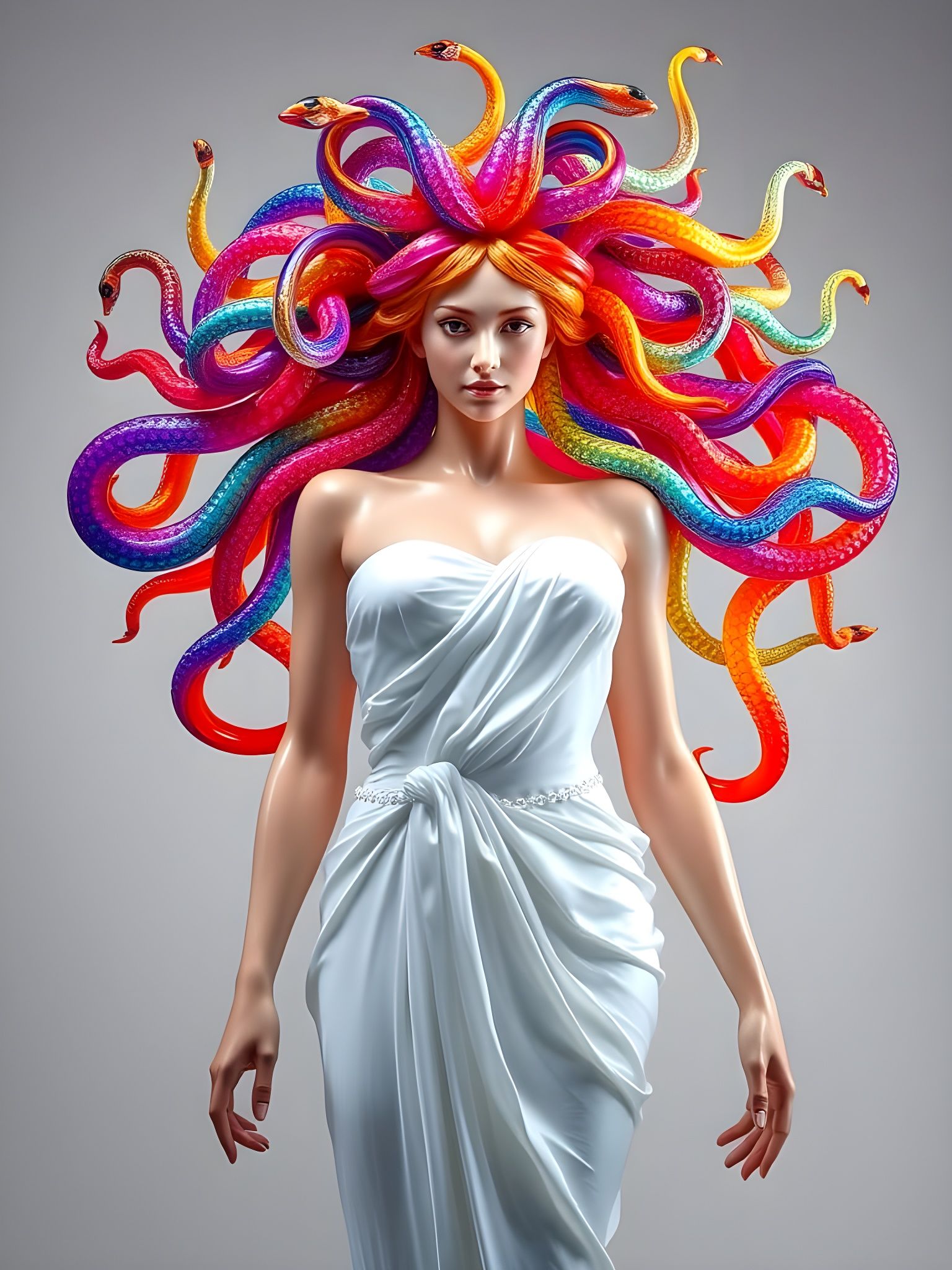 Ethereal Medusa in Blown Glass, Greek Goddess Style