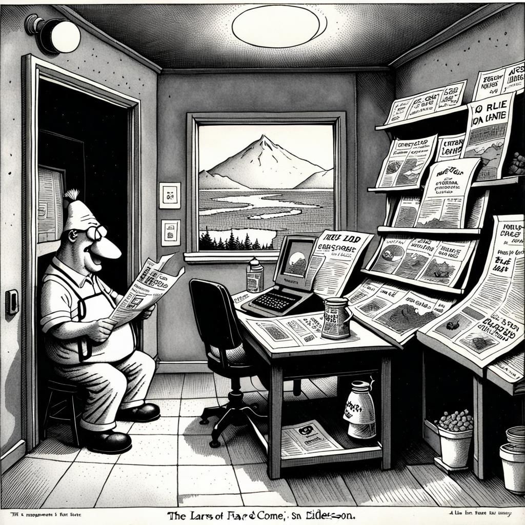 Far Side Style Comic Strip Illustration