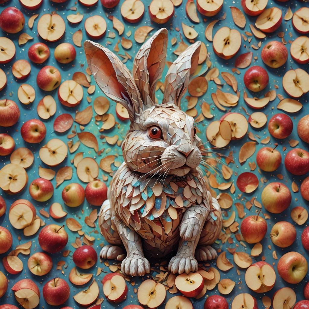 Apple Slice Rabbit: Holographic Astral Cosmic Art