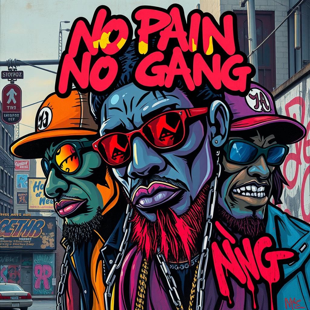 90s Rap Album Cover in Street Art Style