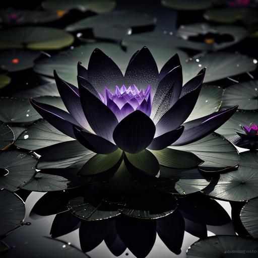 Black Lotus Blooms in Moody Swamp Photography