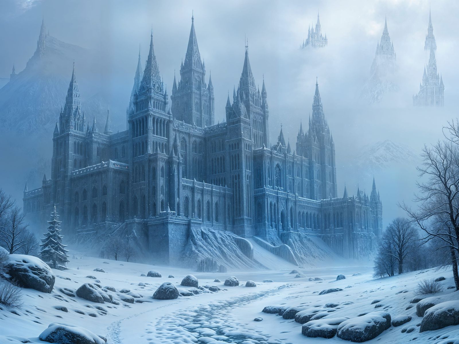 Majestic Ice Castle with Russian Influence