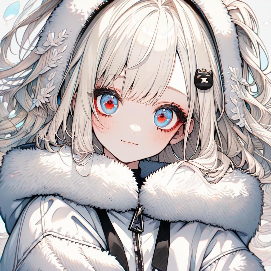 Anime Girl Portrait with Vanilla Hair and Hoodie