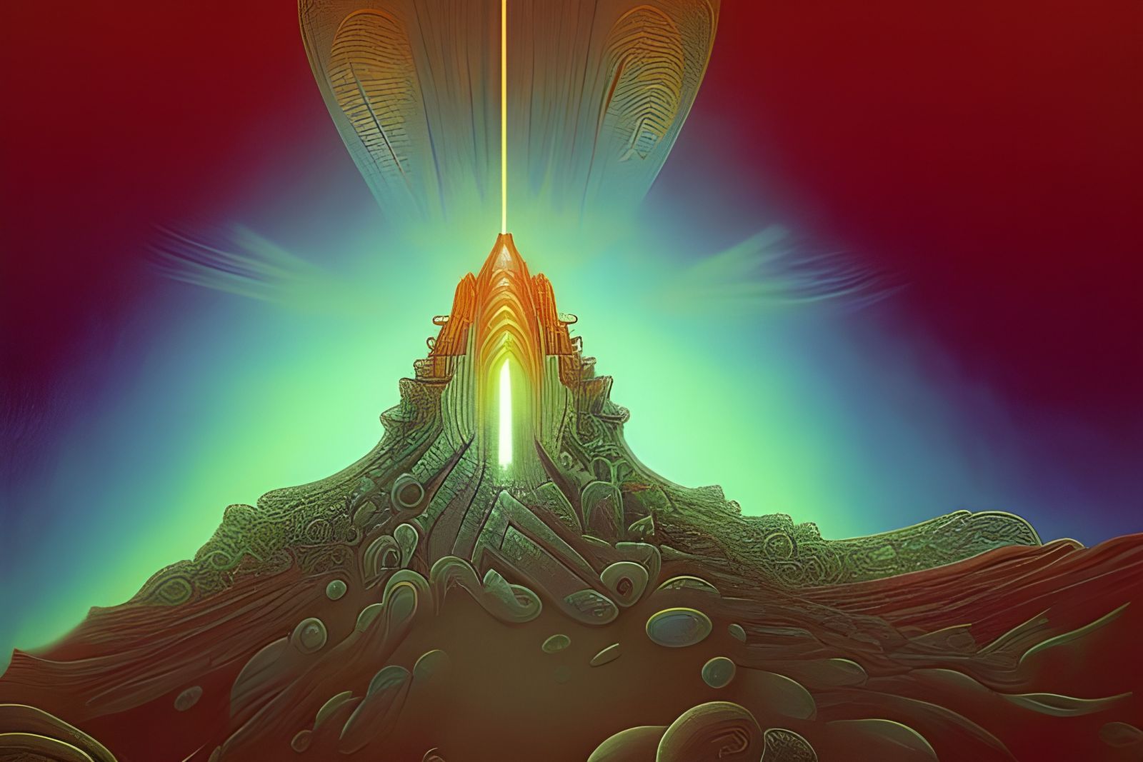 Mysterious Stargate Under Astral Aurora in Beksiลski Style