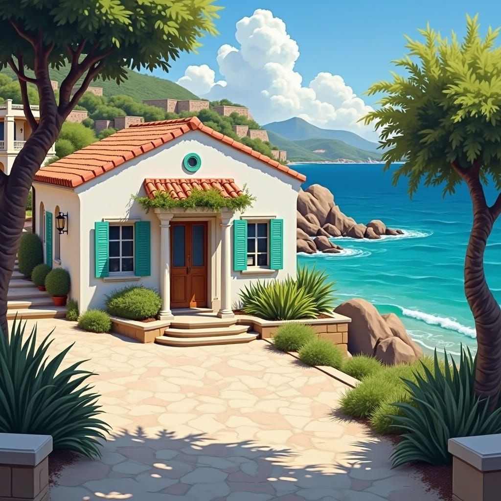 Mediterranean Beach Home in Cubist Art Deco Style