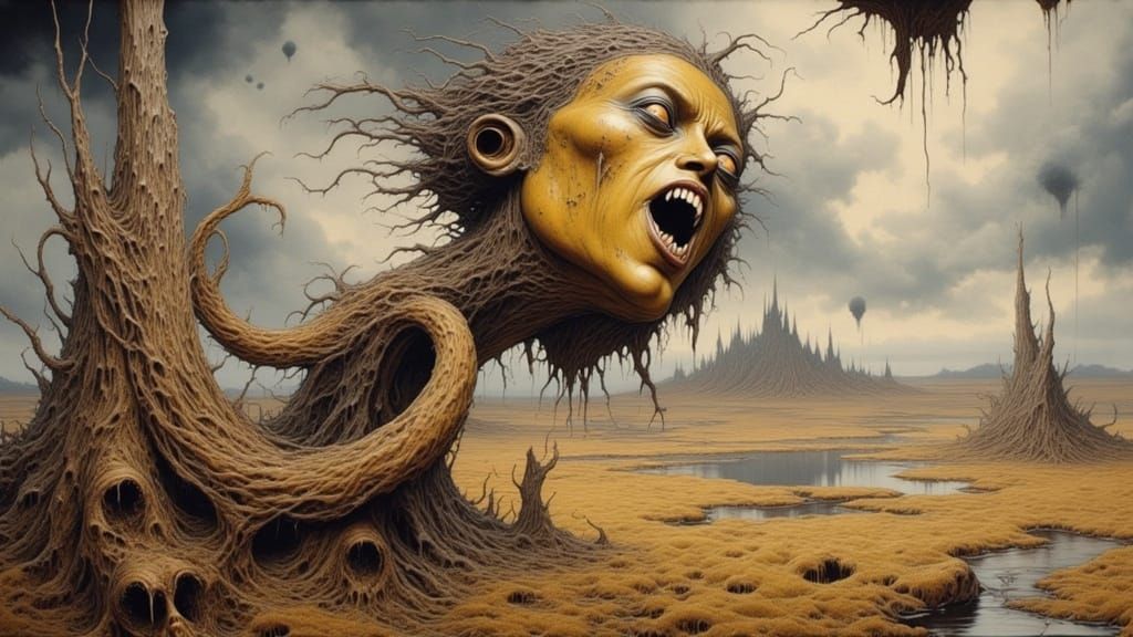 Horrifying Lovecraftian Face in Macabre Room