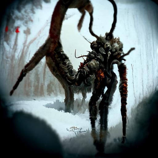 Sinister Cordyceps Fungal Growth in Digital Art