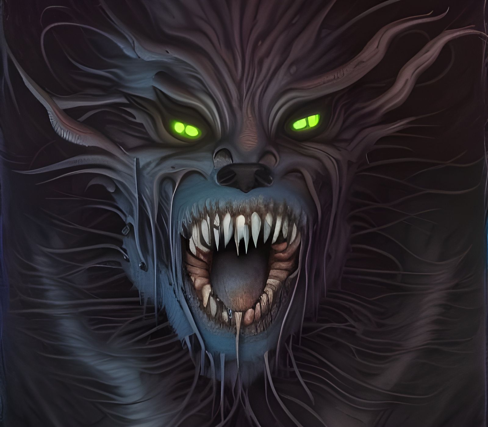 Terrifying Supernatural Werewolf Portrait in Horror Style