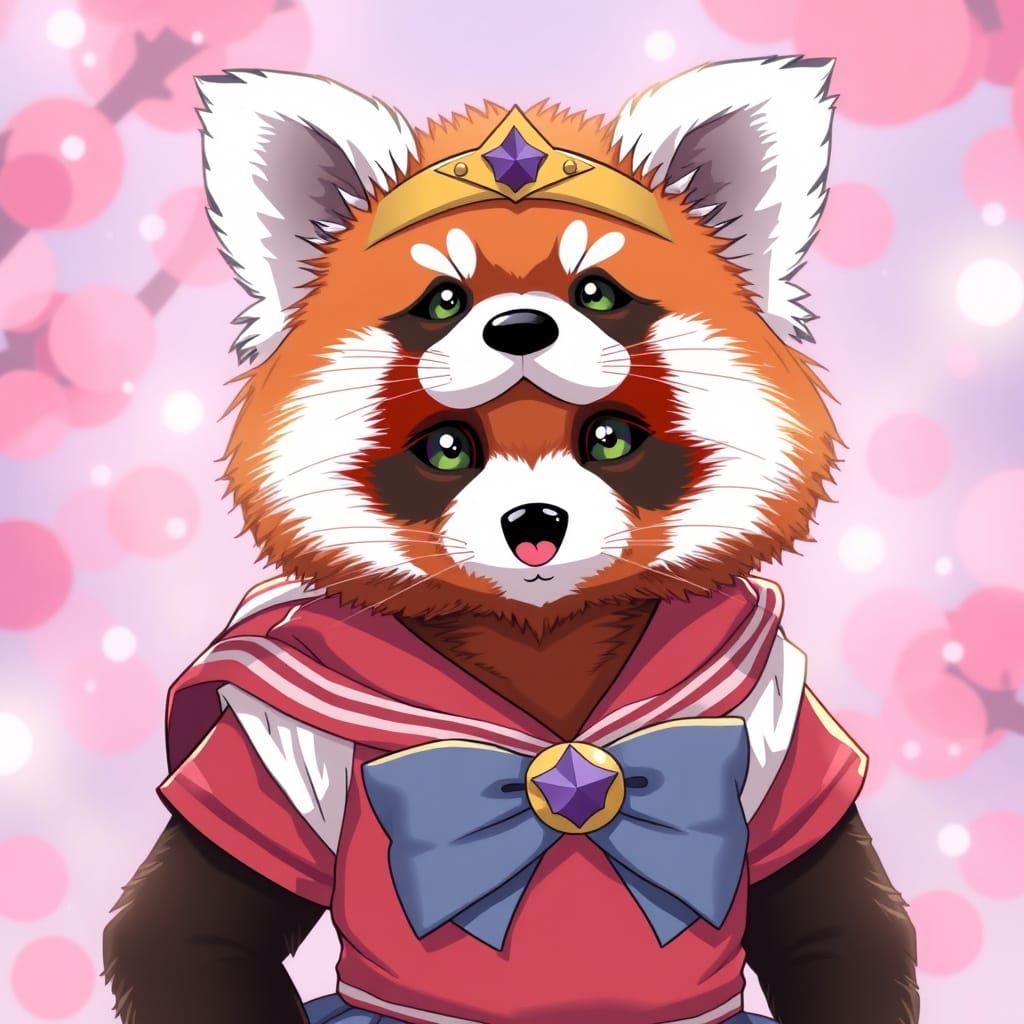 Red Panda Sailor Scout in Anime Style