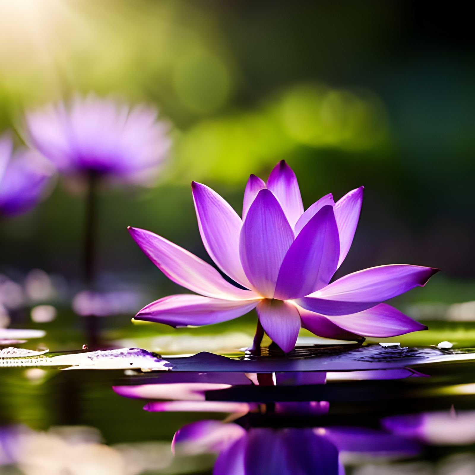 Purple Lotus Flower in Purple Woods Wallpaper