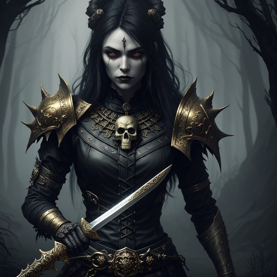 Dark Fantasy Myrkul with Skull in Gothic Style