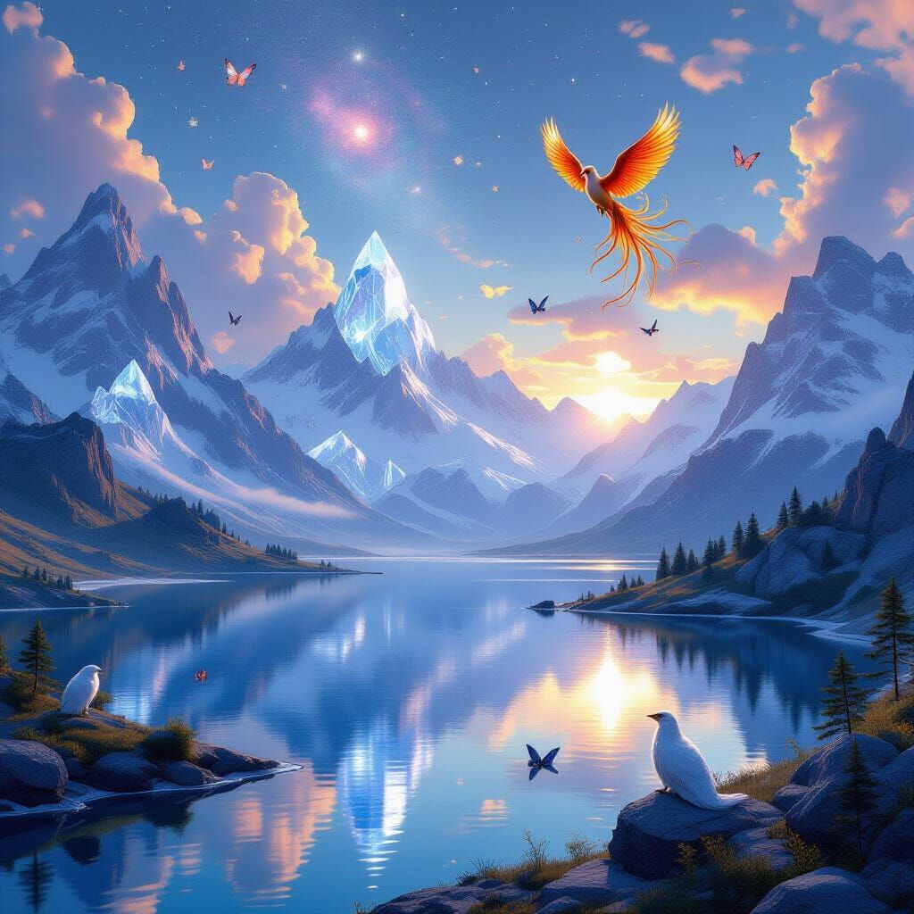 Surreal Universe: Crystal Mountains and Cosmic Butterflies