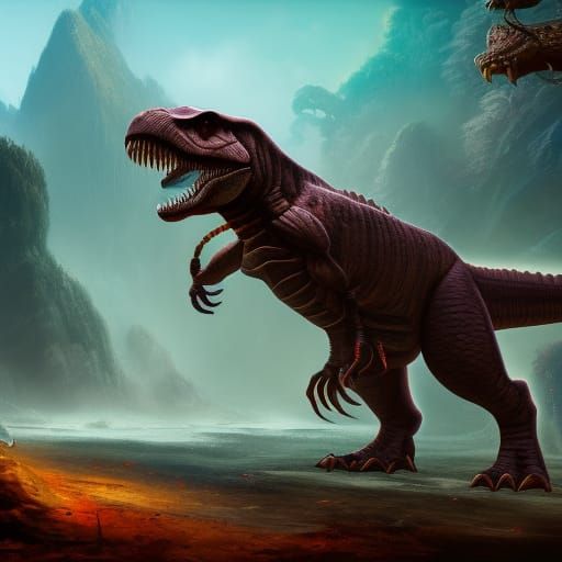 Detailed T-Rex Matte Painting in 8k