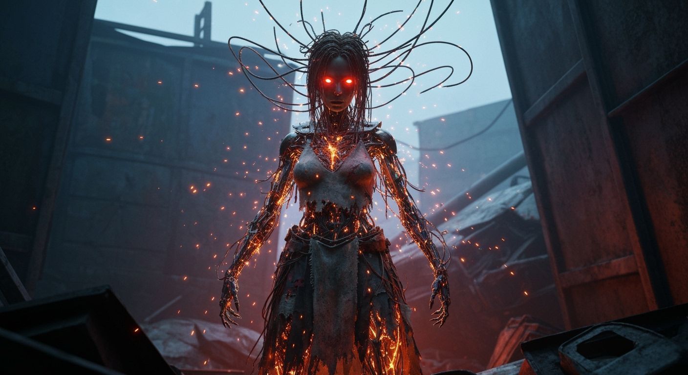 Junkyard Fairy in Dark Fantasy Style