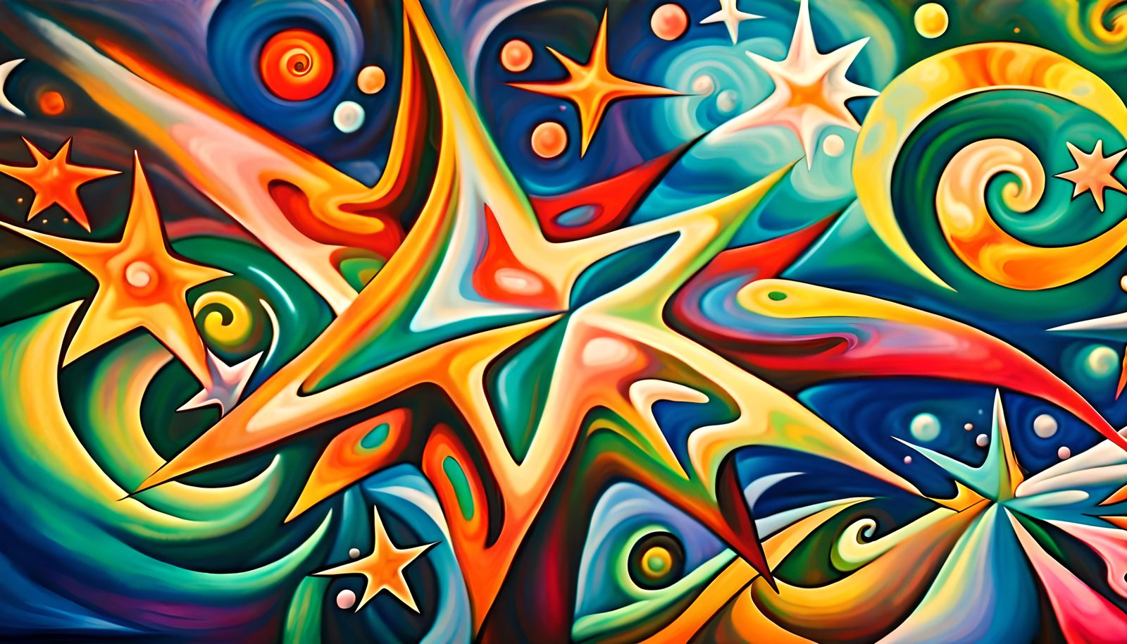 Colorful Star-Beings in Electromagnetic Plasma: Impasto Pain...