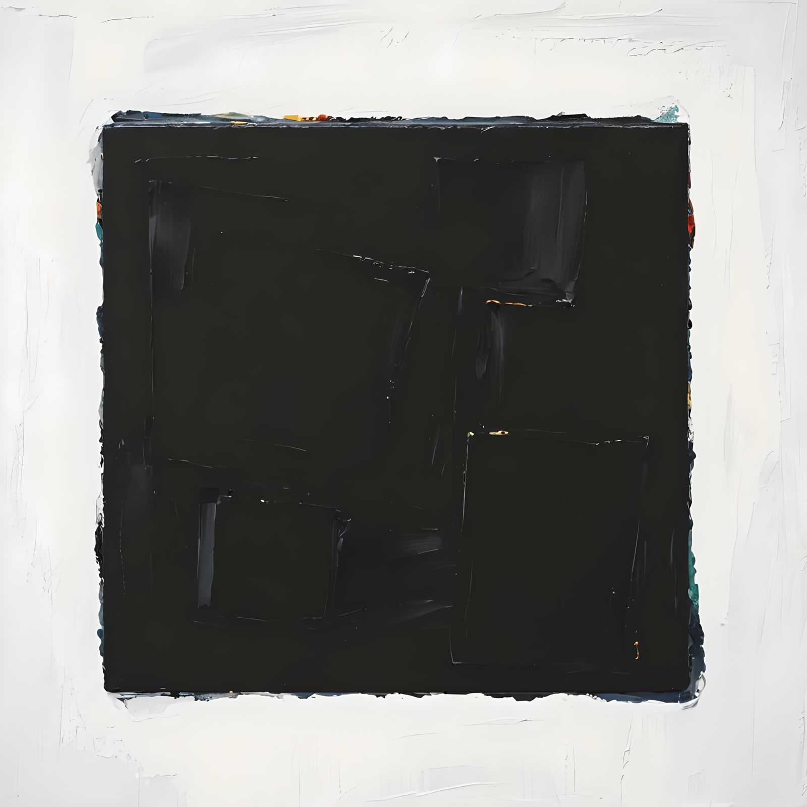 Abstract Black Square in Expressionist Impasto Style