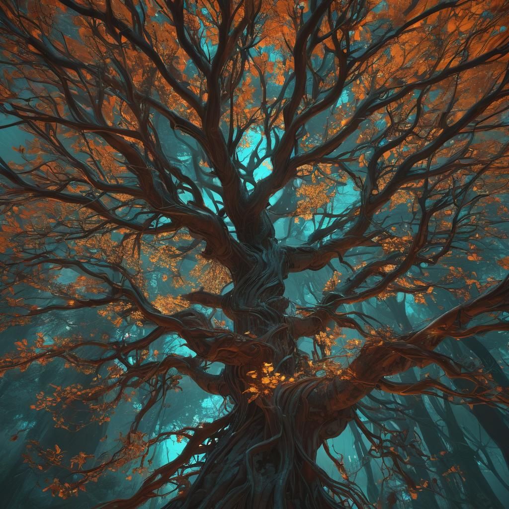 Ethereal Dreamlike Tree in Mystical Forest