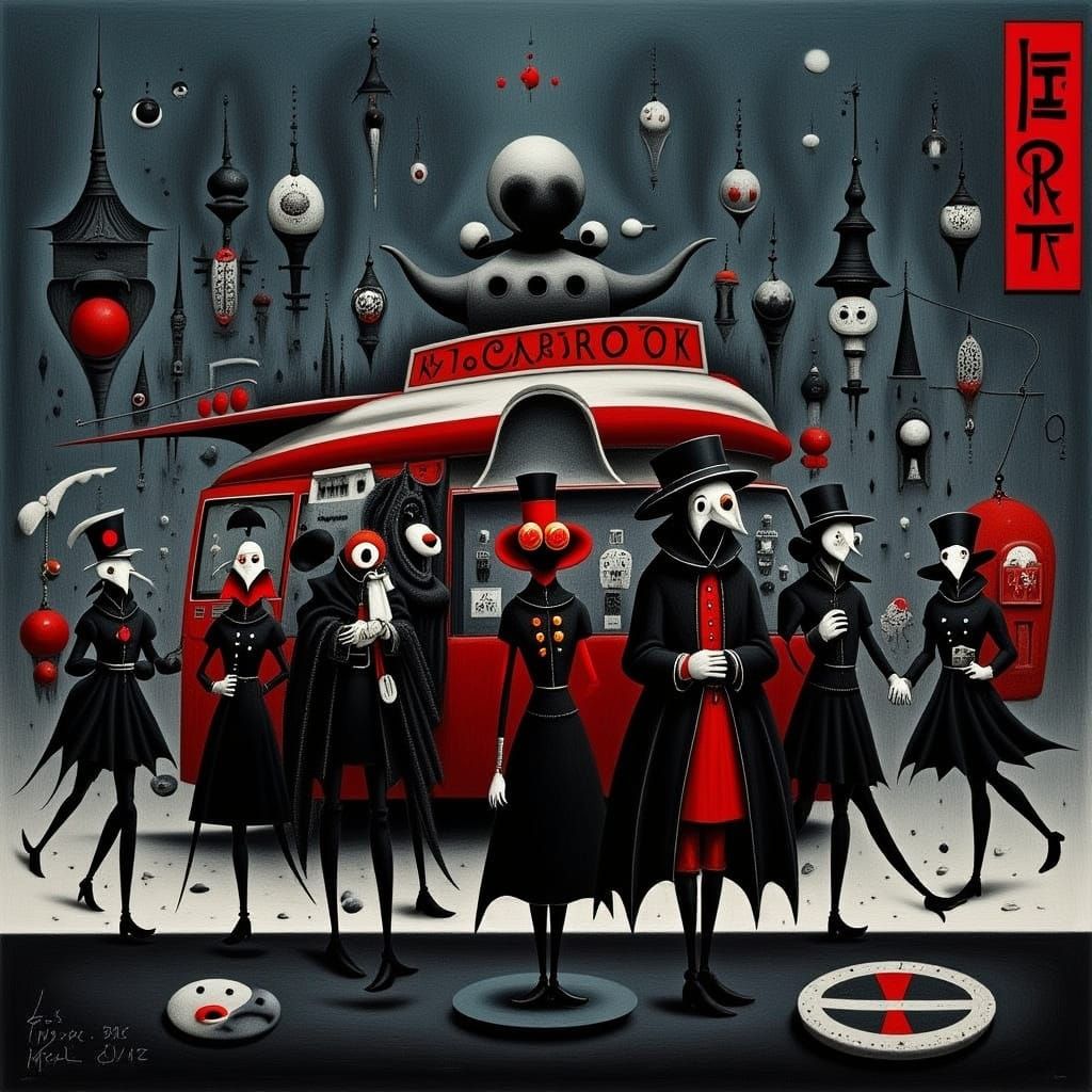 Cyberpunk Food Truck Serving Futuristic Street Food