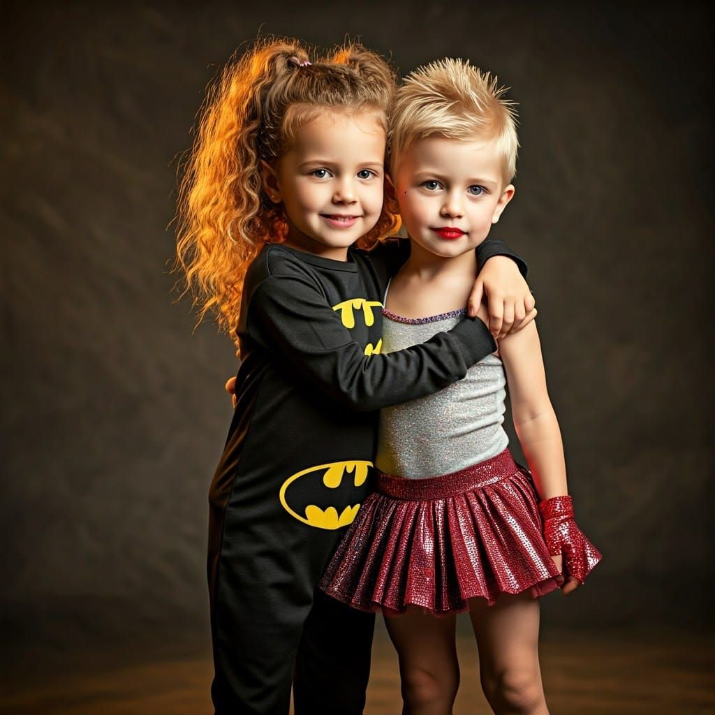 Boy in Harley Quinn Dress: a Hyperrealistic Photo
