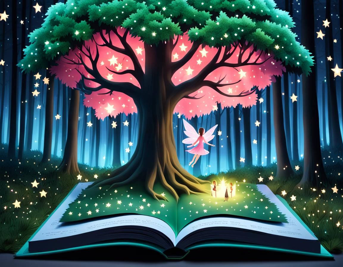 Magical Forest with Fairies and Glowing Trees