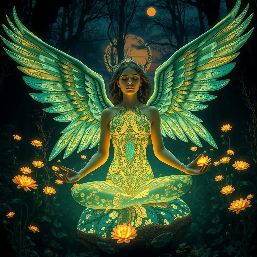 Majestic Goddess of Resilience in Ethereal Light