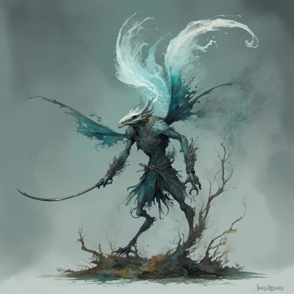 Glowing Wisp Creature in Storybook Style