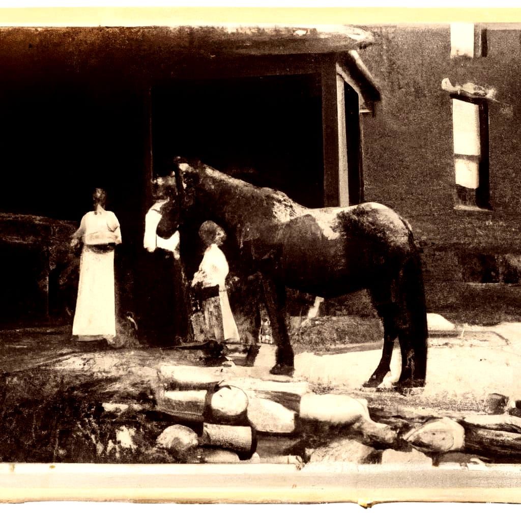 Family Portrait in Early 20th Century Style with a Horse