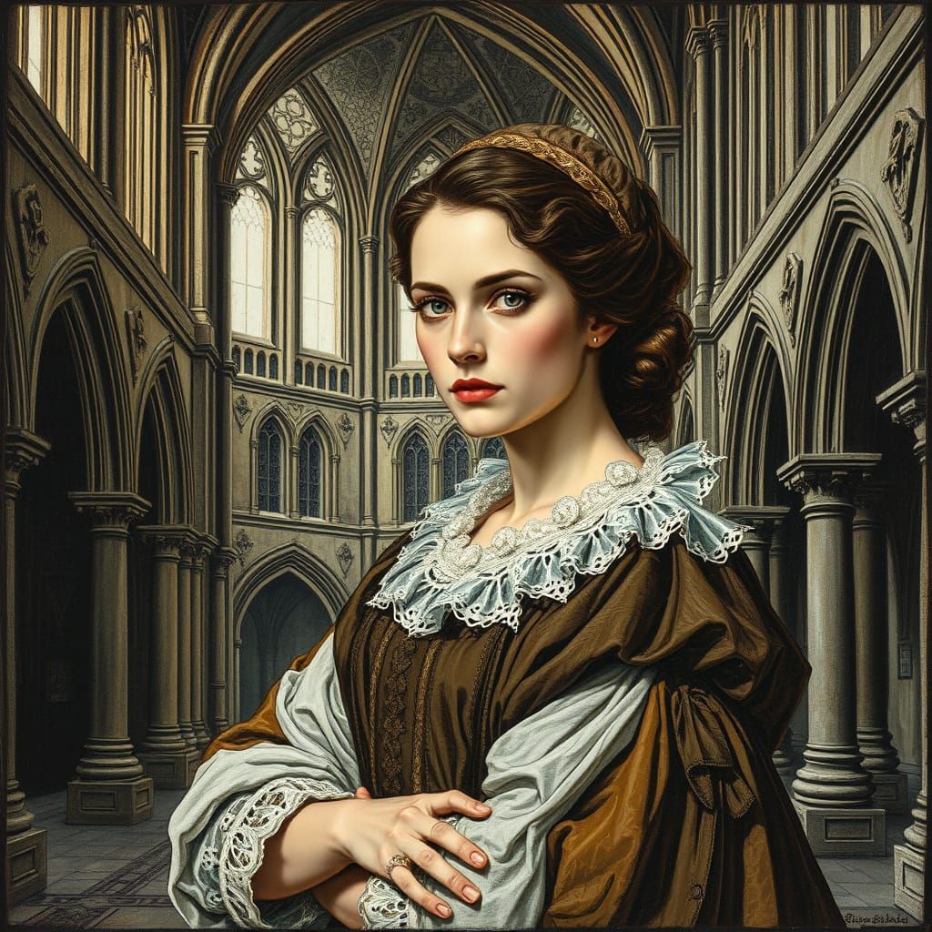 Renaissance Woman Portrait in Gothic Setting