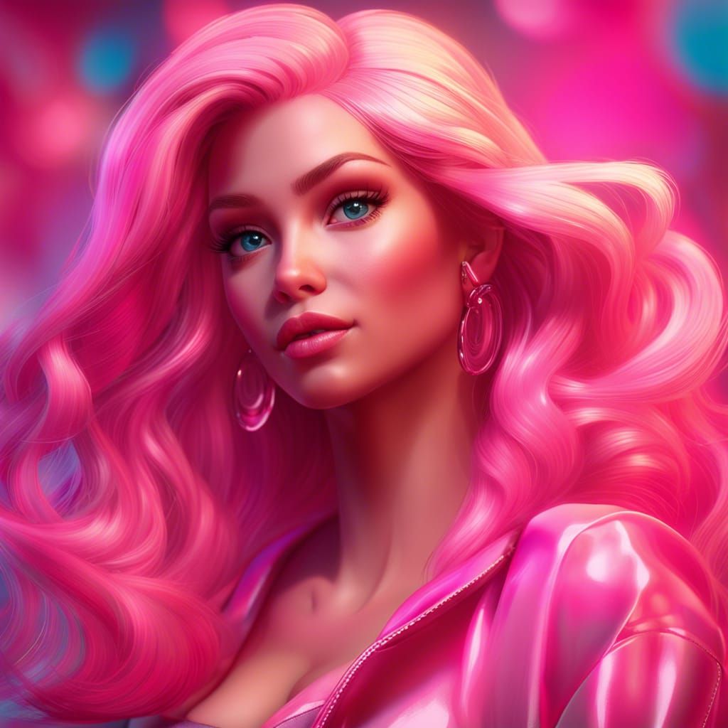 Hyperdetailed Pink Barbie Portrait in Dynamic Lighting